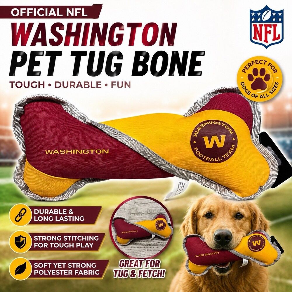 NFL Washington Football Team Plush Dog Toy w/ Inner Squeaker Bone Plush Toy